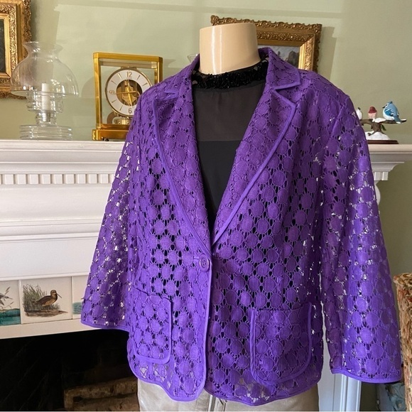 Glorious Chicos jacket with see-through lace and royal purple. Fairy core 70s - Picture 2 of 5